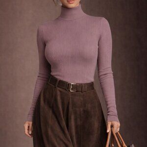 NWOT Dusty Mauve Ribbed Body Shaping Fitted Bodysuit